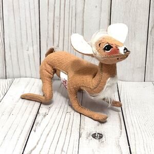 Annalee Vintage 8" Brown White Reindeer Doe Plush 1995 Christmas Mobilitee Doll